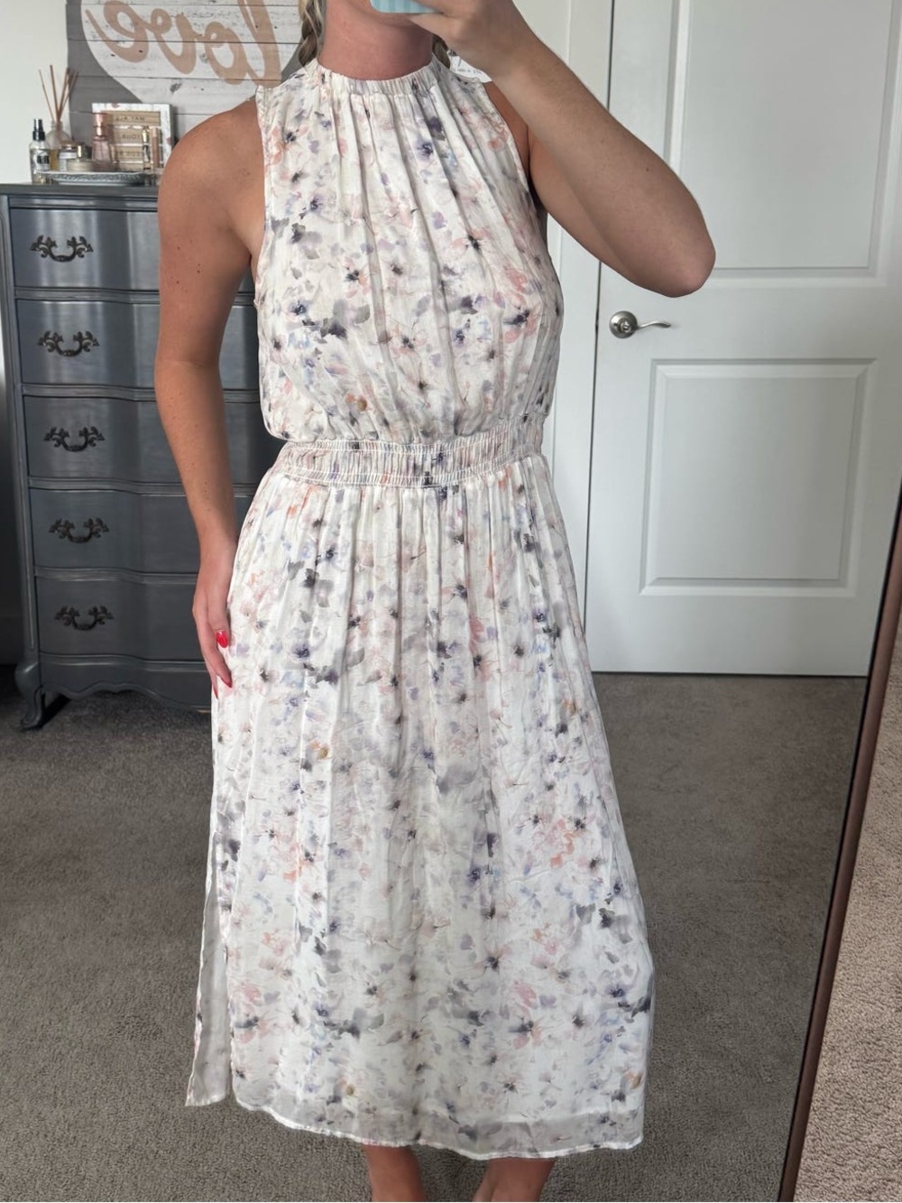 Bella Dahl Cream Maxi Dress with Soft Floral Print